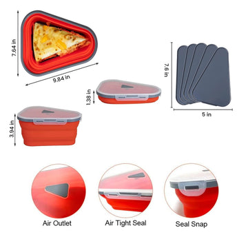 Collapsible Adjustable The Perfect Reusable Pizza Storage Container with 5 Microwavable Serving Trays